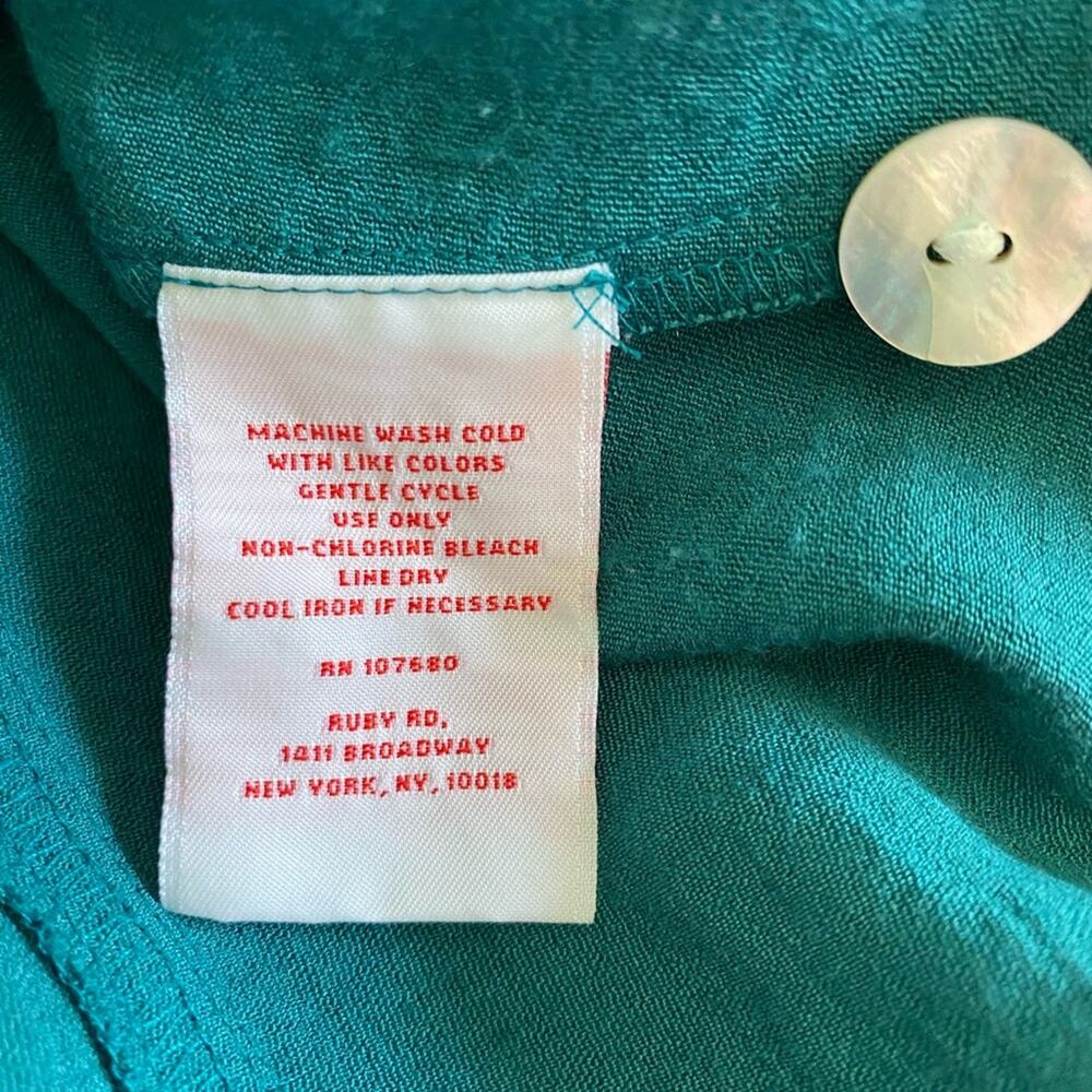 Ruby Rd Nehru Collar Button Up Green Shimmer Silk… - image 8